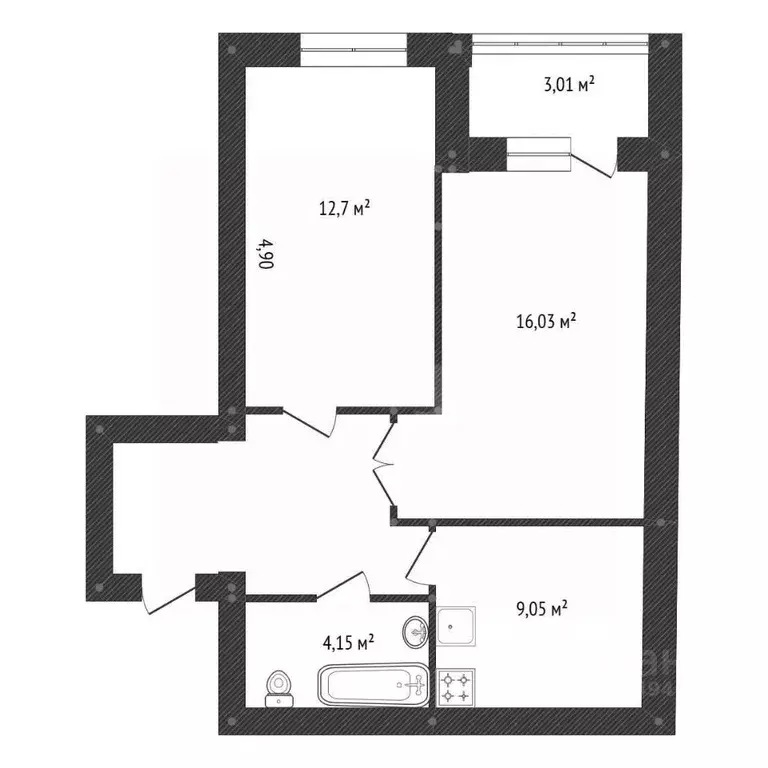 2-к кв. Башкортостан, Уфа ул. Шмидта, 35 (53.2 м) - Фото 1