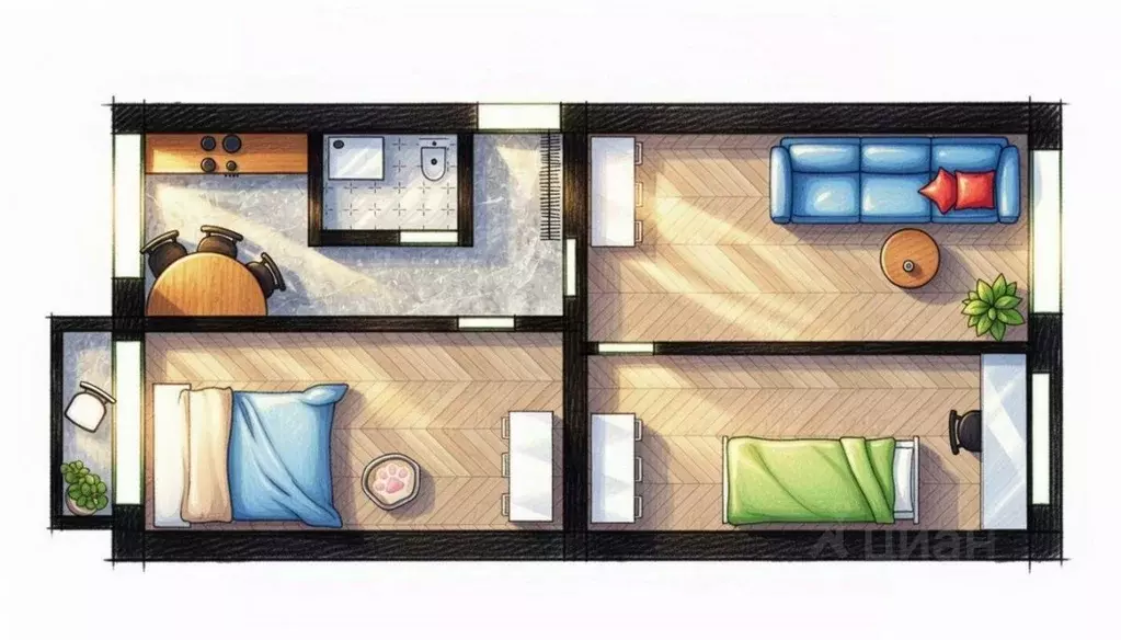 3-к кв. Самарская область, Чапаевск ул. Короленко, 68 (61.7 м) - Фото 1