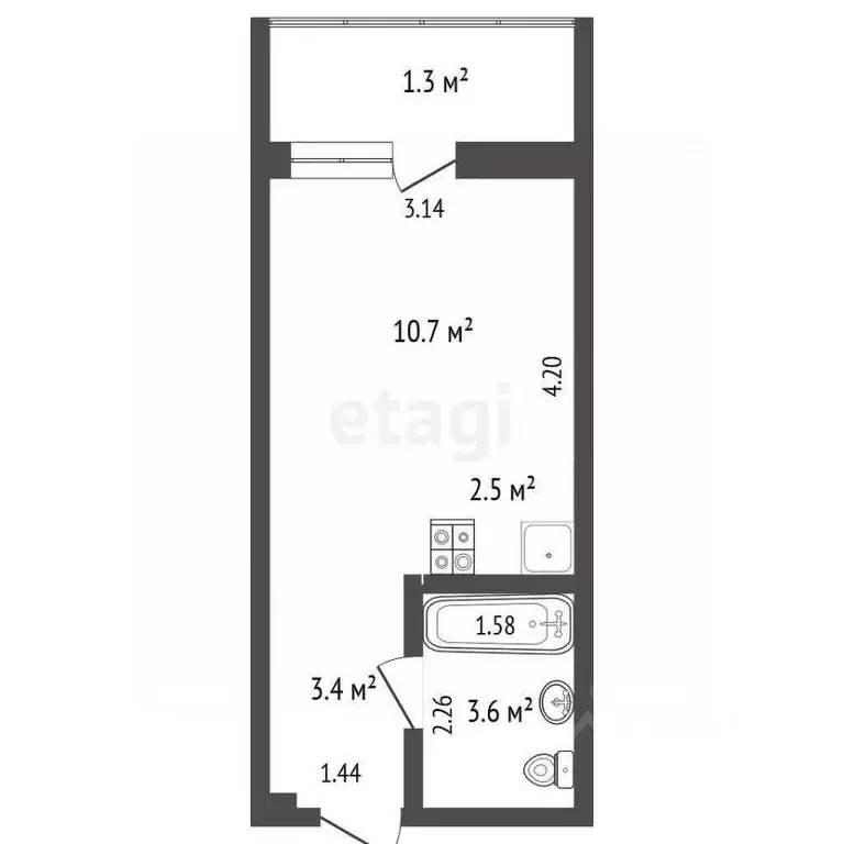Студия Ямало-Ненецкий АО, Новый Уренгой Дружба мкр, 4/2 (20.5 м) - Фото 2