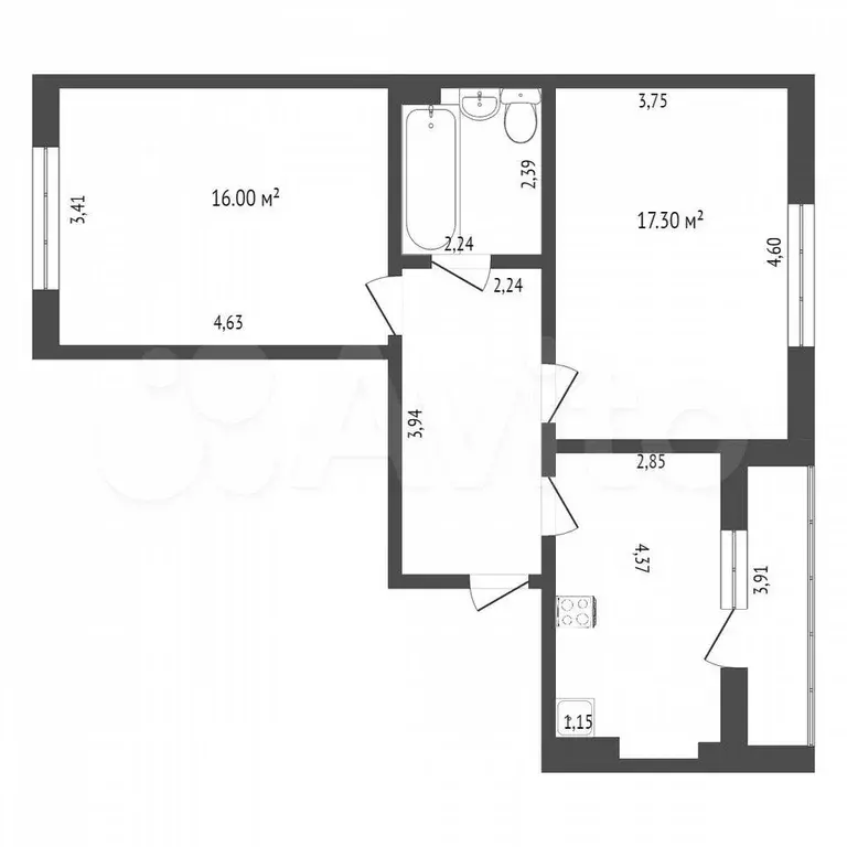 2-к. квартира, 61,1 м, 5/5 эт. - Фото 0