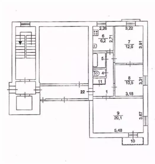 3-к кв. Челябинская область, Челябинск ул. Воровского, 17 (58.1 м) - Фото 2