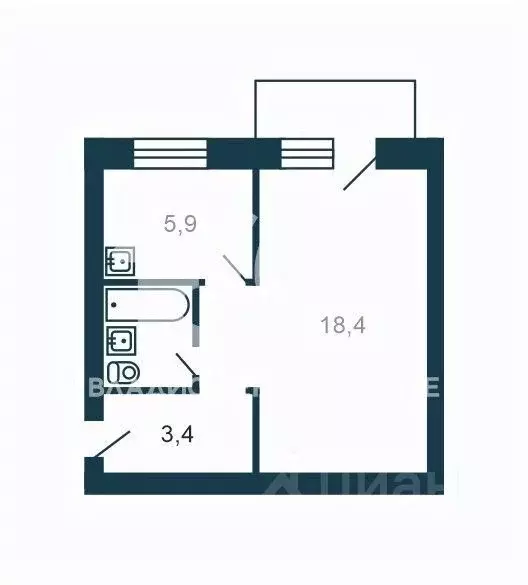 1-к кв. Новосибирская область, Новосибирск Первомайская ул., 124 (30.6 ... - Фото 2