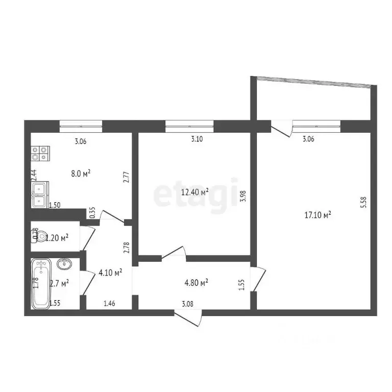 2-к кв. Оренбургская область, Оренбург Просторная ул., 8 (50.3 м) - Фото 1