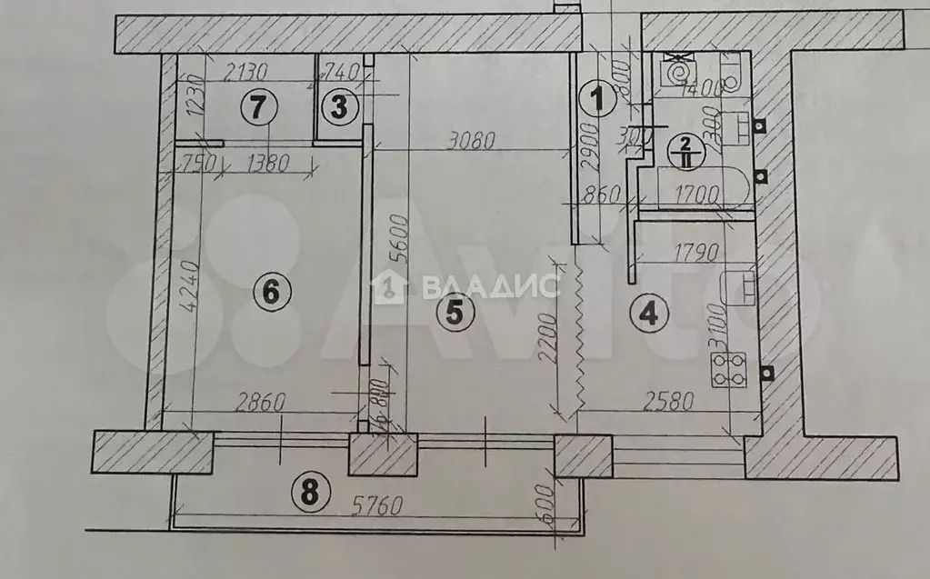 2-к. квартира, 47 м, 4/7 эт. - Фото 0