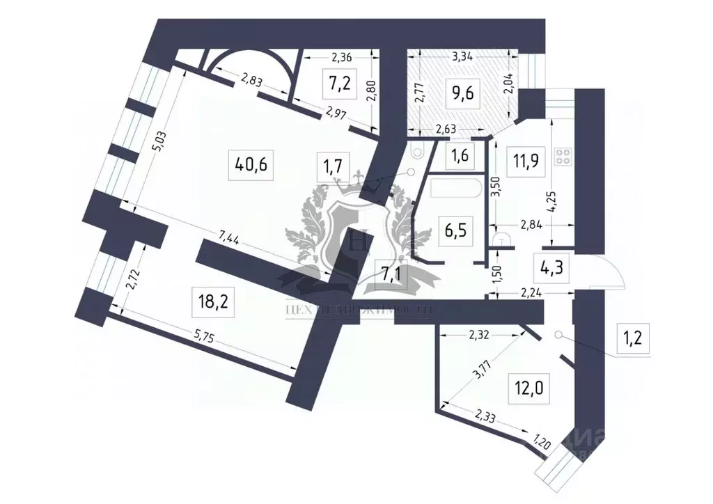 Комната Санкт-Петербург наб. Реки Фонтанки, 64 (9.6 м) - Фото 1