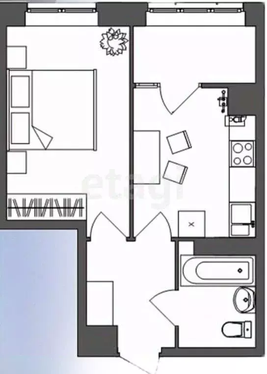 1-к кв. Тульская область, Тула пос. Горелки, Ключевая ул., 2 (33.2 м) - Фото 2