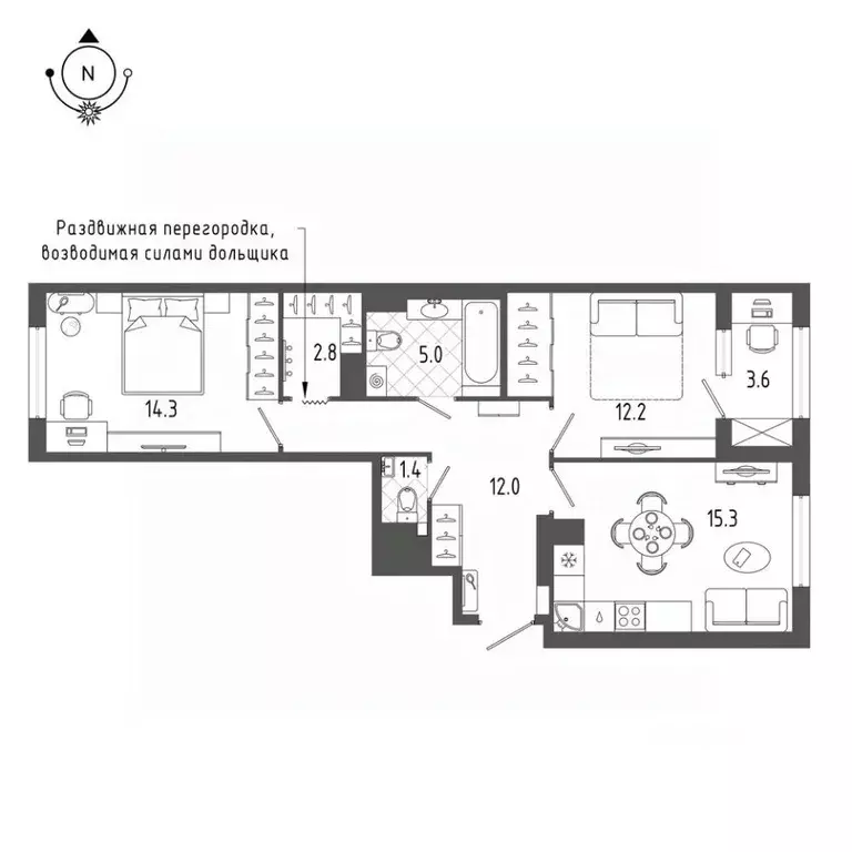 2-к кв. Санкт-Петербург бул. Измайловский, 9 (64.8 м) - Фото 0