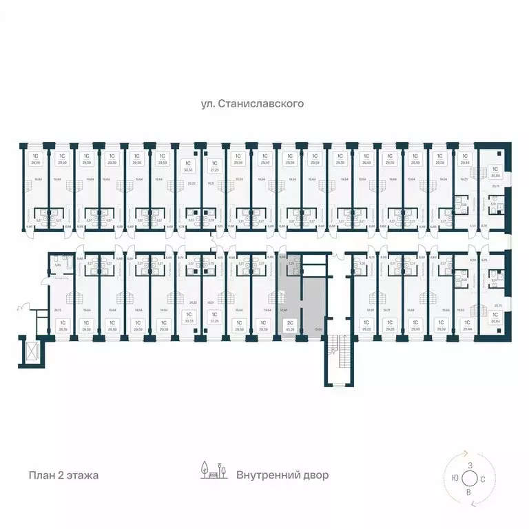2-комнатная квартира: Новосибирск, улица Станиславского, 25 (45.28 м) - Фото 1
