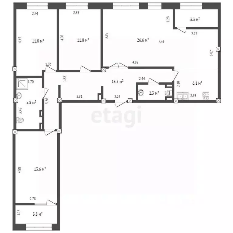 3-к кв. Ямало-Ненецкий АО, Новый Уренгой Энтузиастов мкр, 8 (100.0 м) - Фото 2