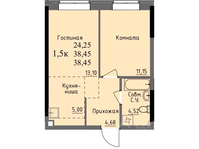 1-к кв. Удмуртия, Ижевск ул. Ключевой Поселок, 23литА (38.5 м) - Фото 0