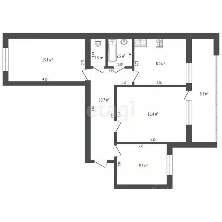 3-к кв. Самарская область, Самара ул. Советской Армии, 271А (72.0 м) - Фото 2