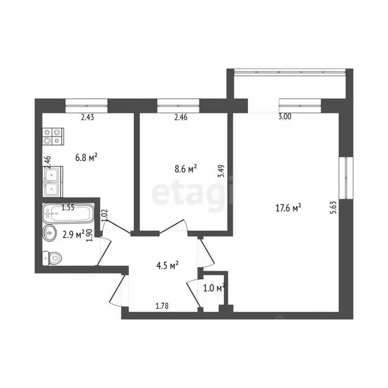 2-к кв. Самарская область, Самара Партизанская ул., 185 (43.1 м) - Фото 2