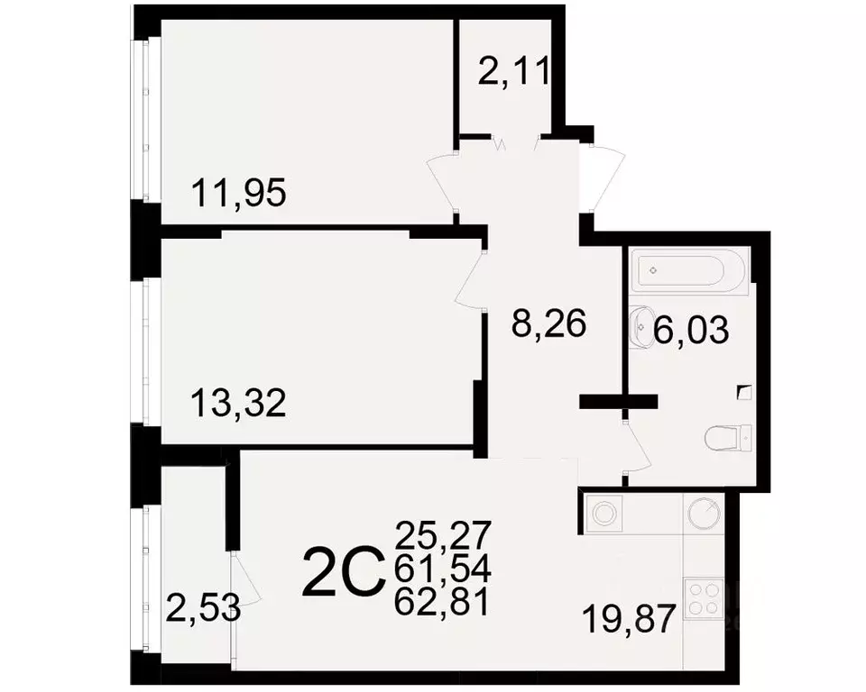 2-к кв. Рязанская область, Рязань Аура жилой комплекс (61.54 м) - Фото 1
