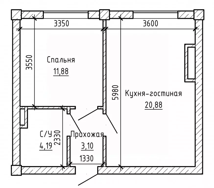 1-к кв. Кабардино-Балкария, Нальчик ул. Ахохова, 104 (39.98 м) - Фото 2