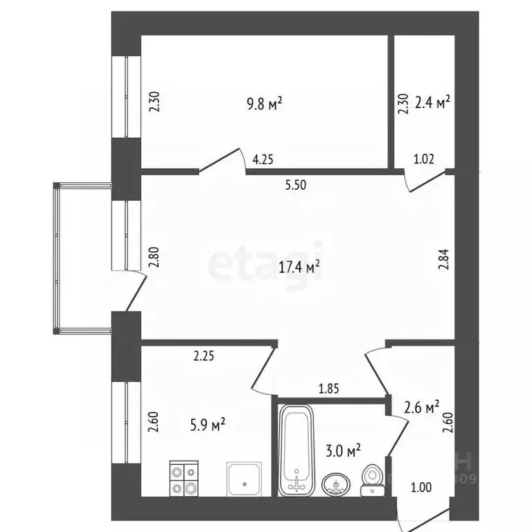 2-к кв. Мордовия, Саранск Пролетарская ул., 104 (41.1 м) - Фото 2