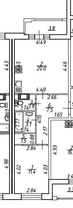 1-к кв. Санкт-Петербург просп. Авиаконструкторов, 54 (45.0 м) - Фото 1
