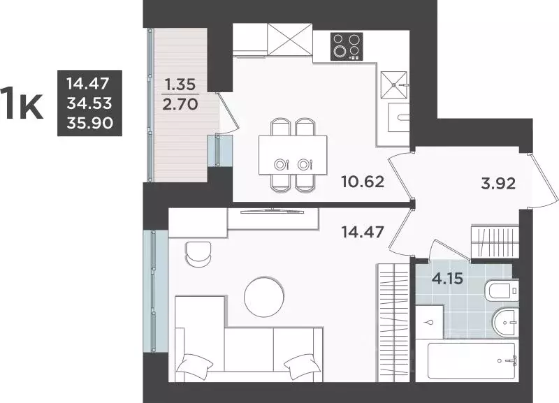 1-к кв. Калининградская область, Калининград Арсенальная ул., 31к2 ... - Фото 1