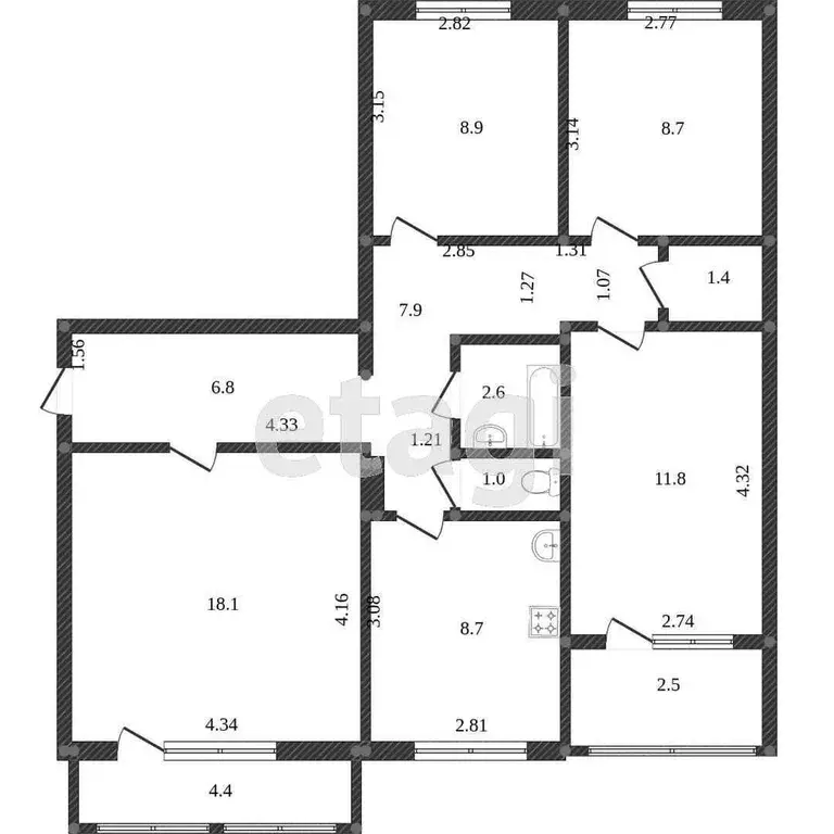 Квартира, 4 комнаты, 79 м - Фото 1