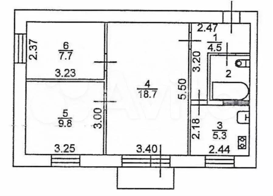 3-к. квартира, 48,7 м, 2/2 эт. - Фото 0