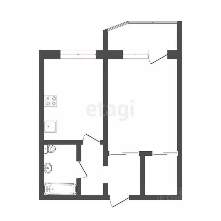1-к кв. Ханты-Мансийский АО, Сургут ул. Крылова, 26 (43.7 м) - Фото 2