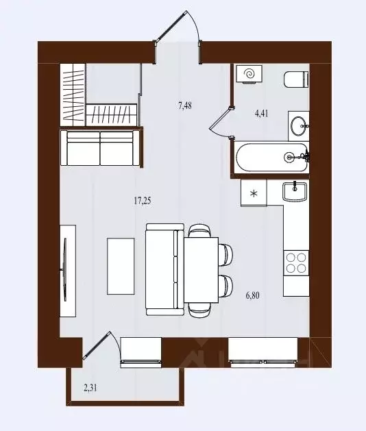 1-к кв. Брянская область, Брянск ул. Романа Брянского (38.25 м) - Фото 1