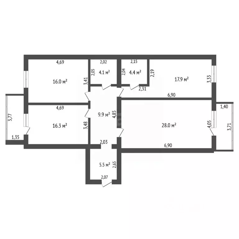 3-к кв. Амурская область, Благовещенск Политехническая ул., 1 (106.2 ... - Фото 2