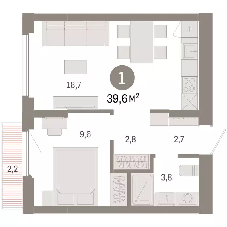 1-комнатная квартира: Новосибирский район, рабочий посёлок Краснообск, ... - Фото 2