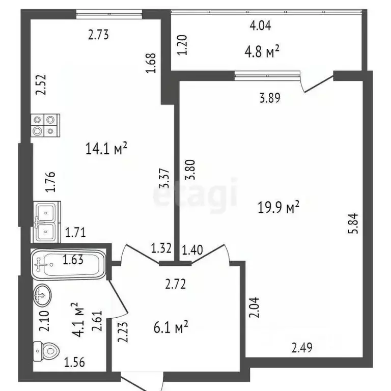 1-к кв. севастополь ул. вакуленчука, 29а (44.2 м) - Фото 1