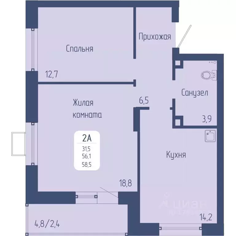 2-к кв. Красноярский край, Красноярск Свободный просп. (58.5 м) - Фото 1