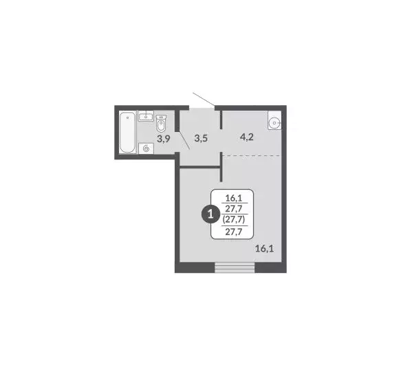 Квартира-студия: Киров, Московская улица, 209 (27.7 м) - Фото 0