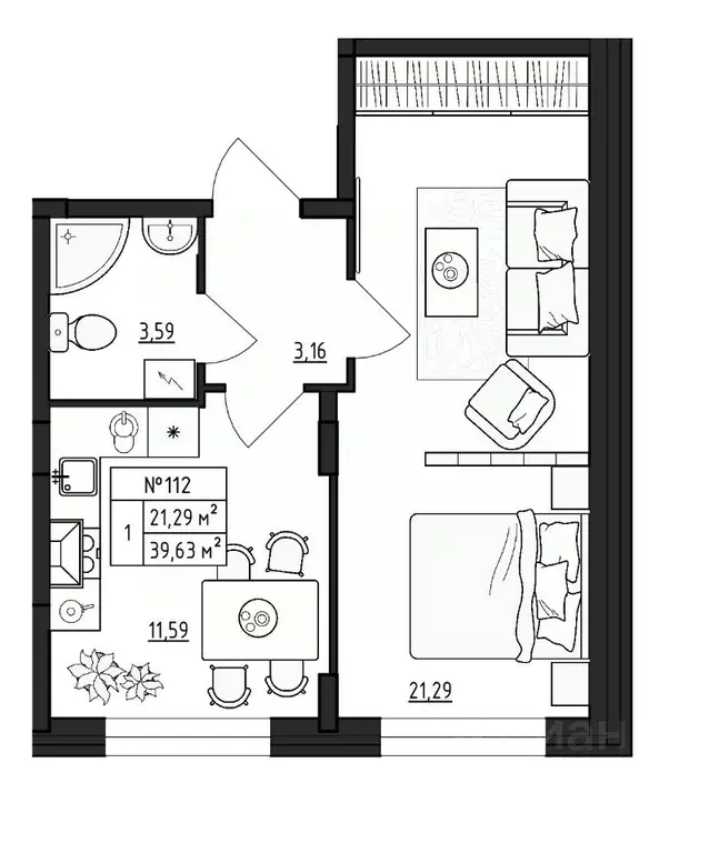 1-к кв. Ленинградская область, Гатчинский муниципальный округ, д. ... - Фото 1