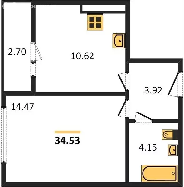 1-комнатная квартира: Калининград, Арсенальная улица, 31к1 (34 м) - Фото 1