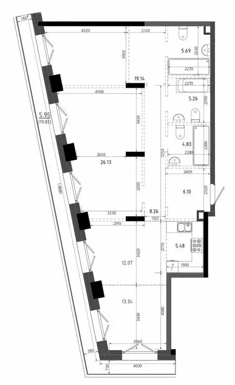 3-комнатная квартира: Казань, ЖК Яналиф (112.25 м) - Фото 0