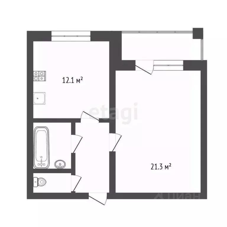 1-к кв. Новосибирская область, Бердск Боровая ул., 96 (22.0 м) - Фото 2