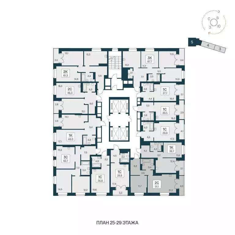 2-комнатная квартира: Новосибирск, ЖК Расцветай на Красном (51 м) - Фото 1