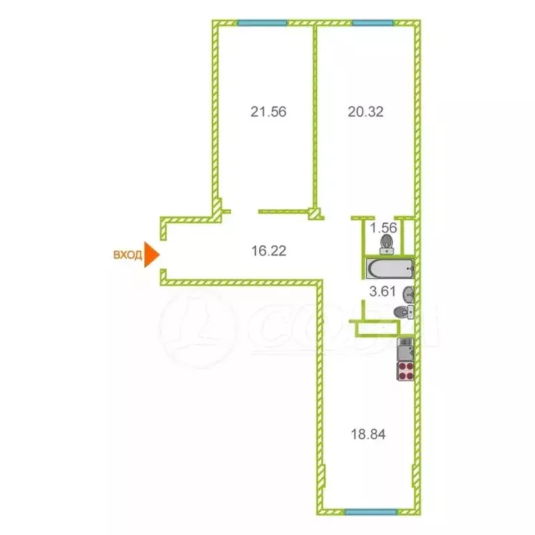2-комнатная квартира: Махачкала, улица Титова, 103 (85 м) - Фото 1