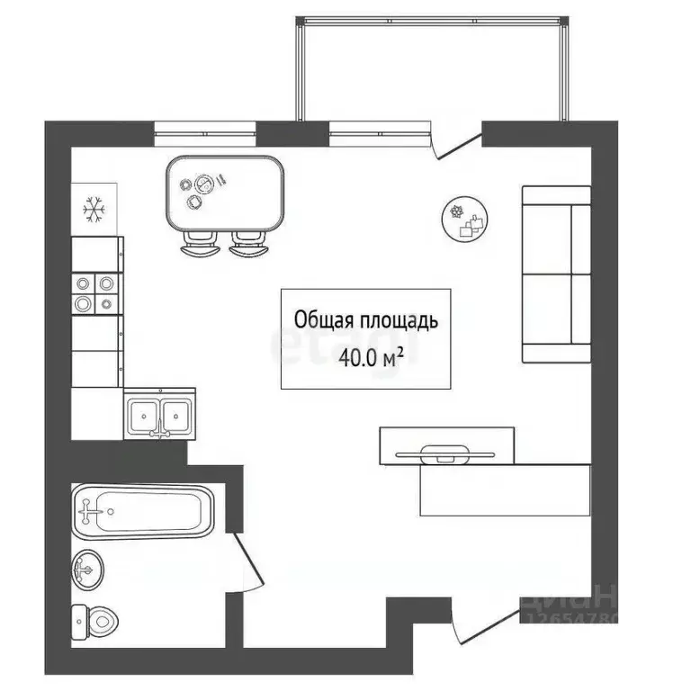 Студия Новосибирская область, Новосибирск Узловая ул., 8/1 (40.0 м) - Фото 2