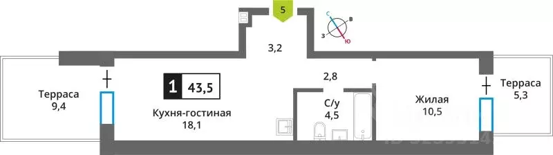 1-к кв. Московская область, Красногорск ул. Соловьиная, 6 (43.5 м) - Фото 1
