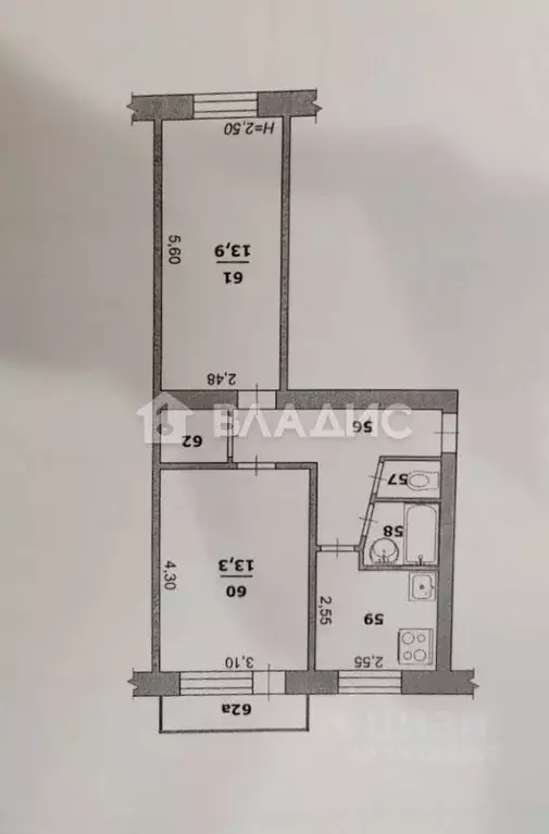 2-к кв. Белгородская область, Белгород Садовая ул., 37 (45.0 м) - Фото 2