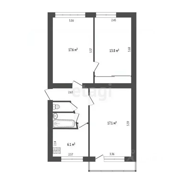 3-к кв. Самарская область, Самара Коллективный пер., 3 (63.5 м) - Фото 2