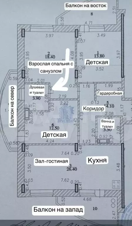 3-к. квартира, 115,8 м, 14/16 эт. - Фото 0