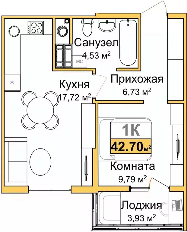 1-к кв. Крым, Симферополь ул. Батурина (40.74 м) - Фото 0