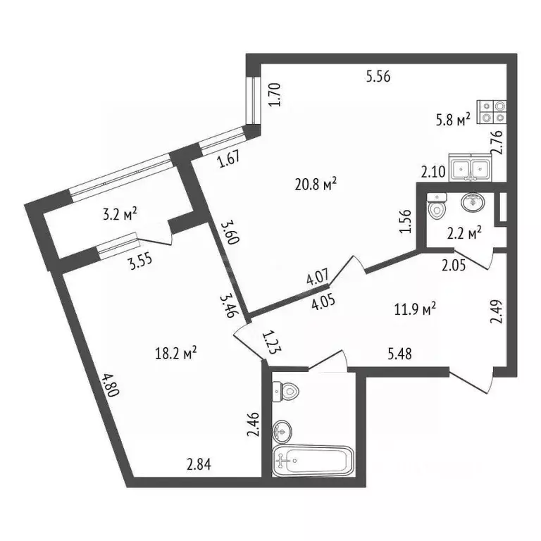 1-к кв. Санкт-Петербург Пионерская ул., 50 (68.0 м) - Фото 1