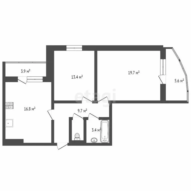 2-комнатная квартира: Ростов-на-Дону, Берберовская улица, 2/101с2 ... - Фото 0