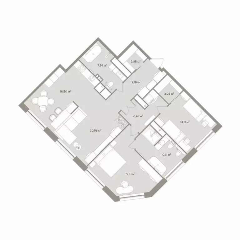 3-комнатная квартира: Москва, 1-й Можайский тупик, 8Ас15 (112.56 м) - Фото 1