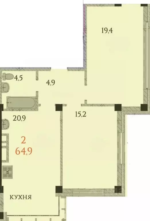 2-к кв. Ставропольский край, Ессентуки  (64.9 м) - Фото 1