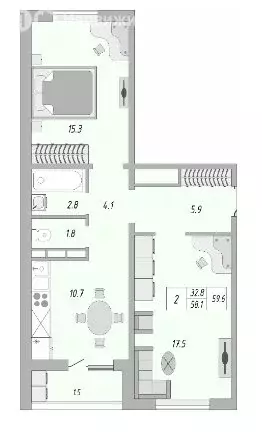 2-комнатная квартира: Оренбург, улица Братьев Хусаиновых, 4/2 (60 м) - Фото 1