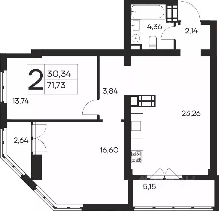 2-к кв. Крым, Ялта Ай-Петри жилой комплекс (71.73 м) - Фото 1