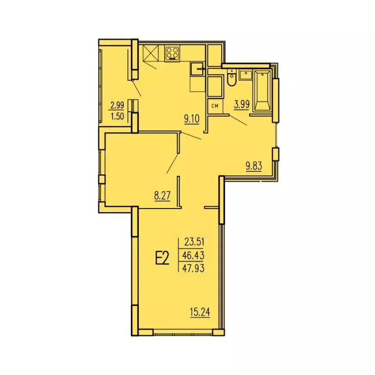 2-комнатная квартира: Пенза, улица Кордон Студёный, 47 (47.93 м) - Фото 1