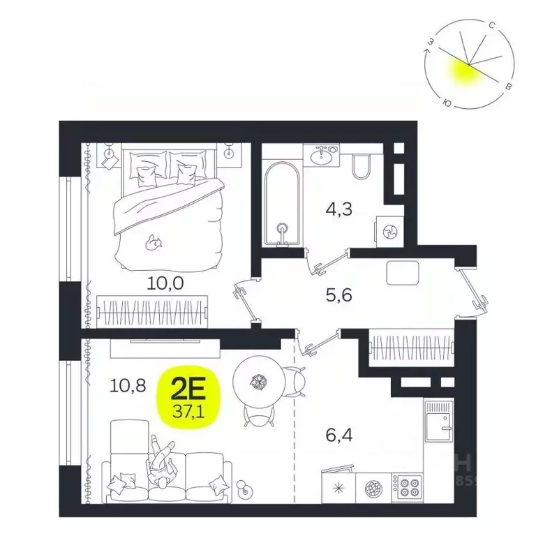 2-к кв. Свердловская область, Екатеринбург Южная Ботаника жилрайон, ... - Фото 1